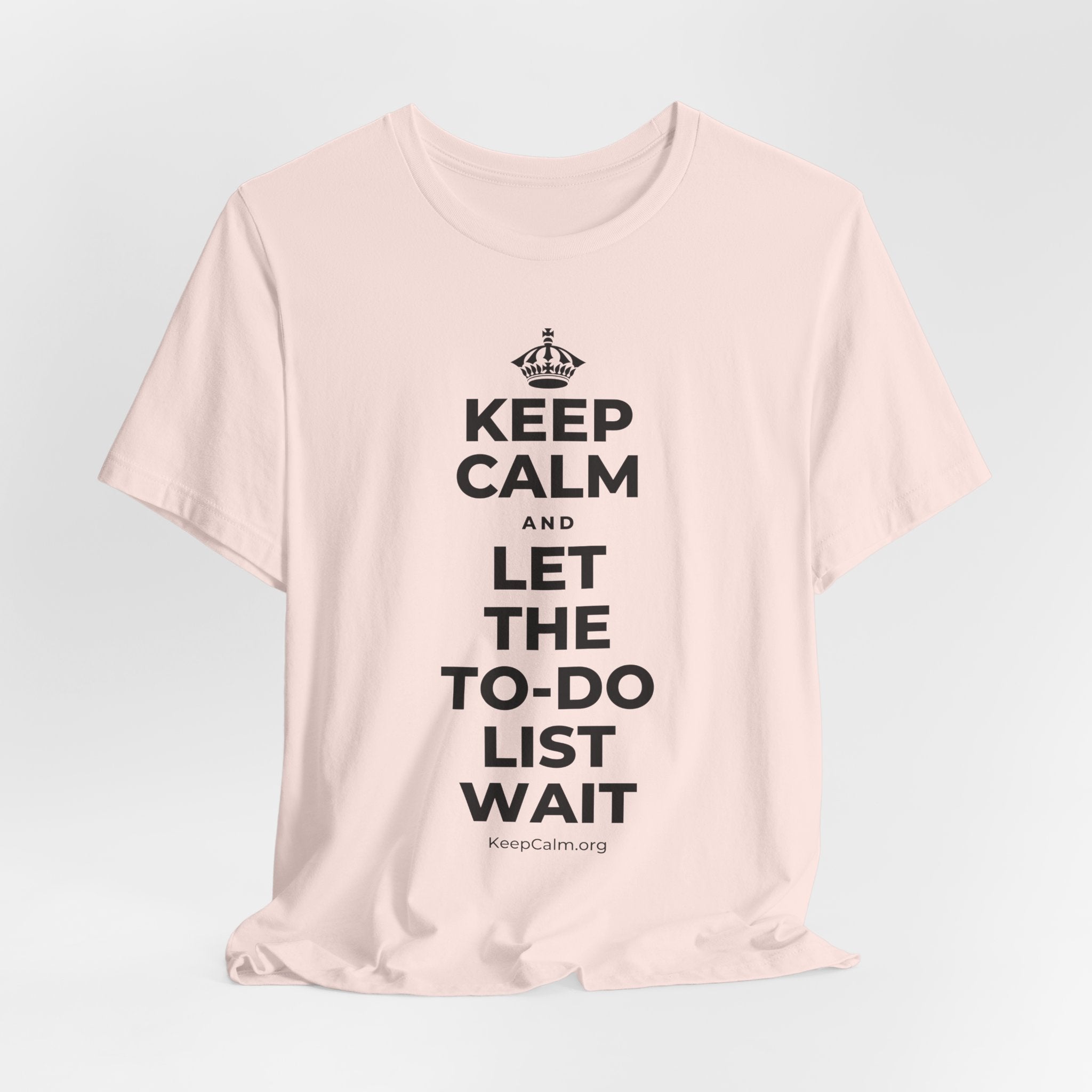 KEEP CALM AND LET THE TO-DO LIST WAIT T-Shirt (Soft Cream–Heather Mauve)