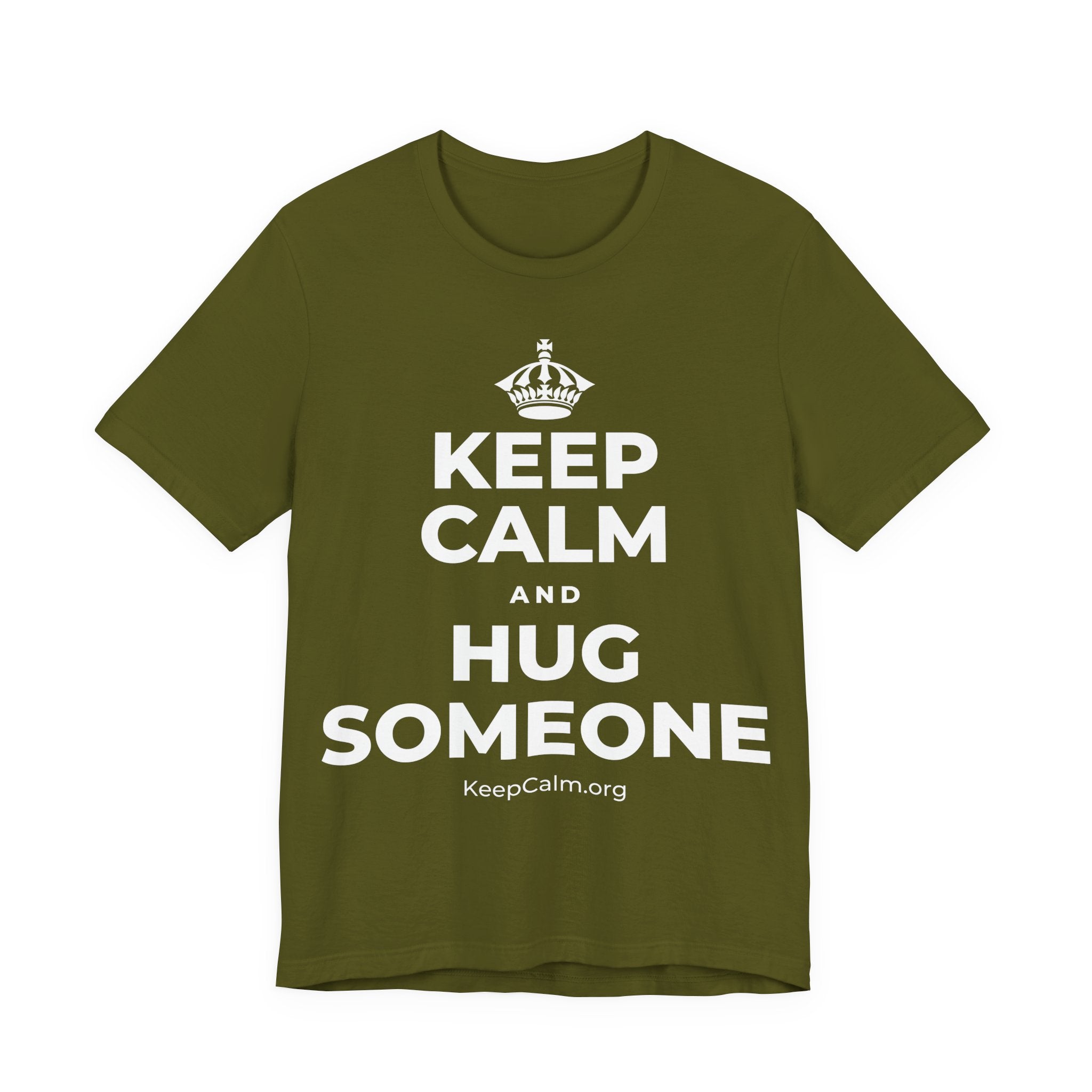 KEEP CALM AND HUG SOMEONE T-Shirt (Baby Blue–Silver)