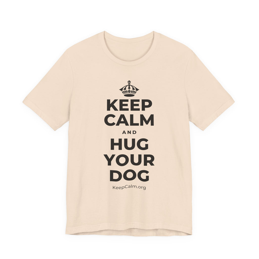 KEEP CALM AND HUG YOUR DOG T-Shirt (Soft Cream–Heather Mauve)