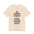 KEEP CALM AND HUG YOUR DOG T-Shirt (Soft Cream–Heather Mauve)