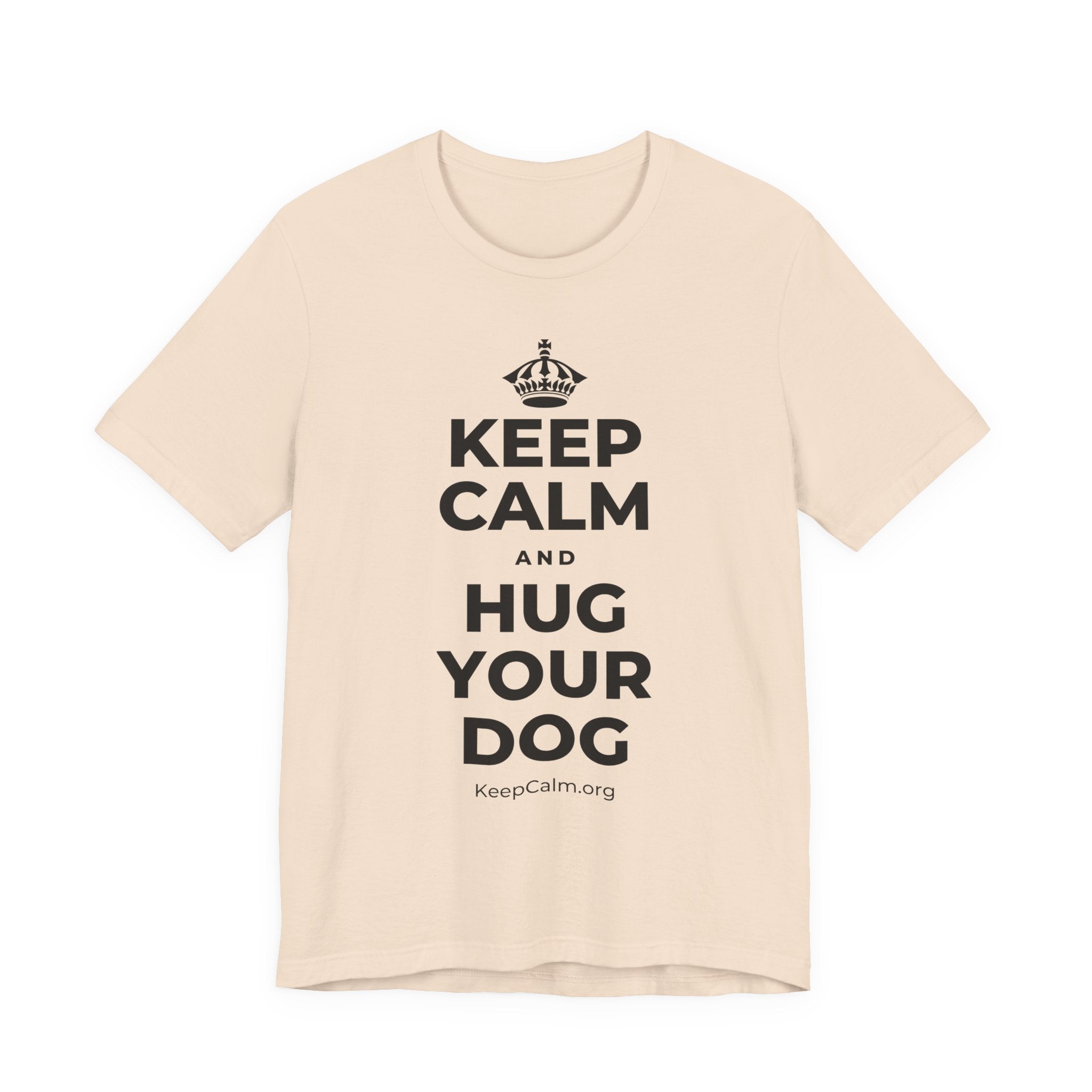 KEEP CALM AND HUG YOUR DOG T-Shirt (Soft Cream–Heather Mauve)