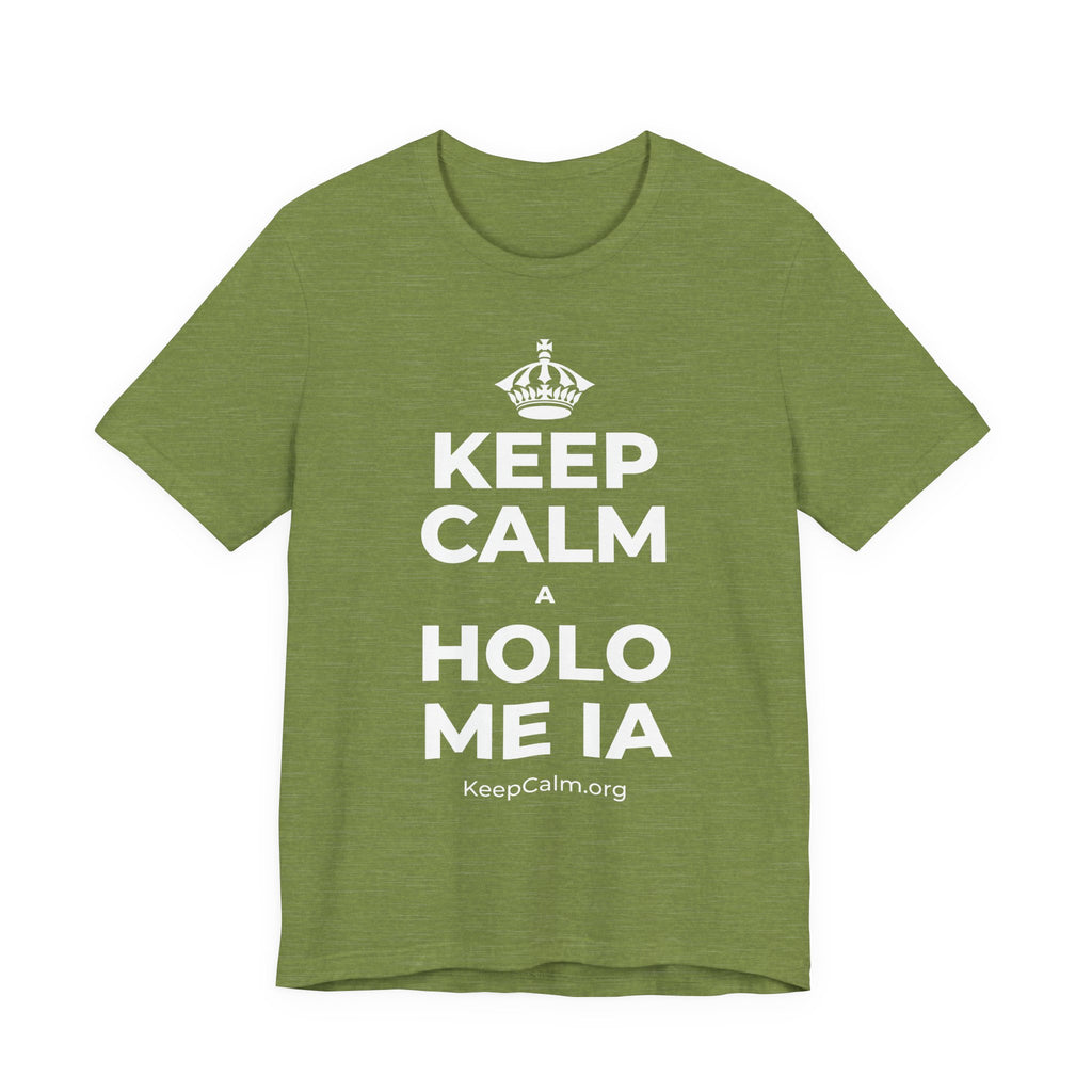 KEEP CALM A HOLO ME IA T-Shirt (Baby Blue–Silver)