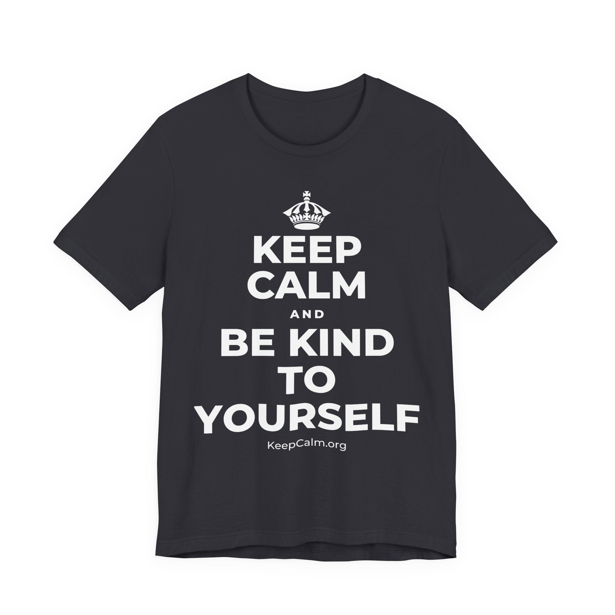 KEEP CALM AND BE KIND TO YOURSELF T-Shirt (Baby Blue–Silver)