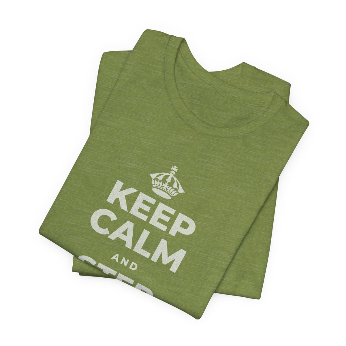 KEEP CALM AND STEP BACK A SEC T-Shirt (Baby Blue–Silver)