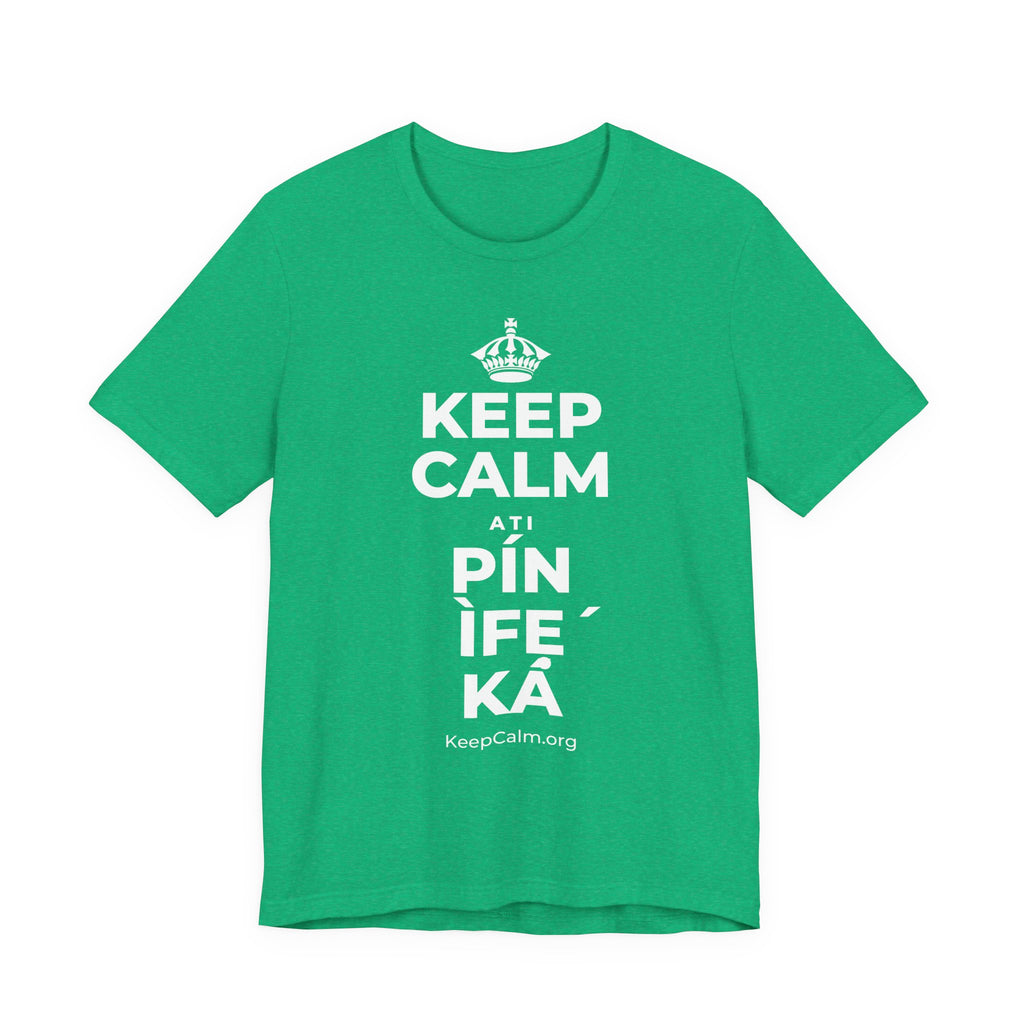 KEEP CALM ATI PÍN ÌFẸ́ KÁ T-Shirt (Baby Blue–Silver)