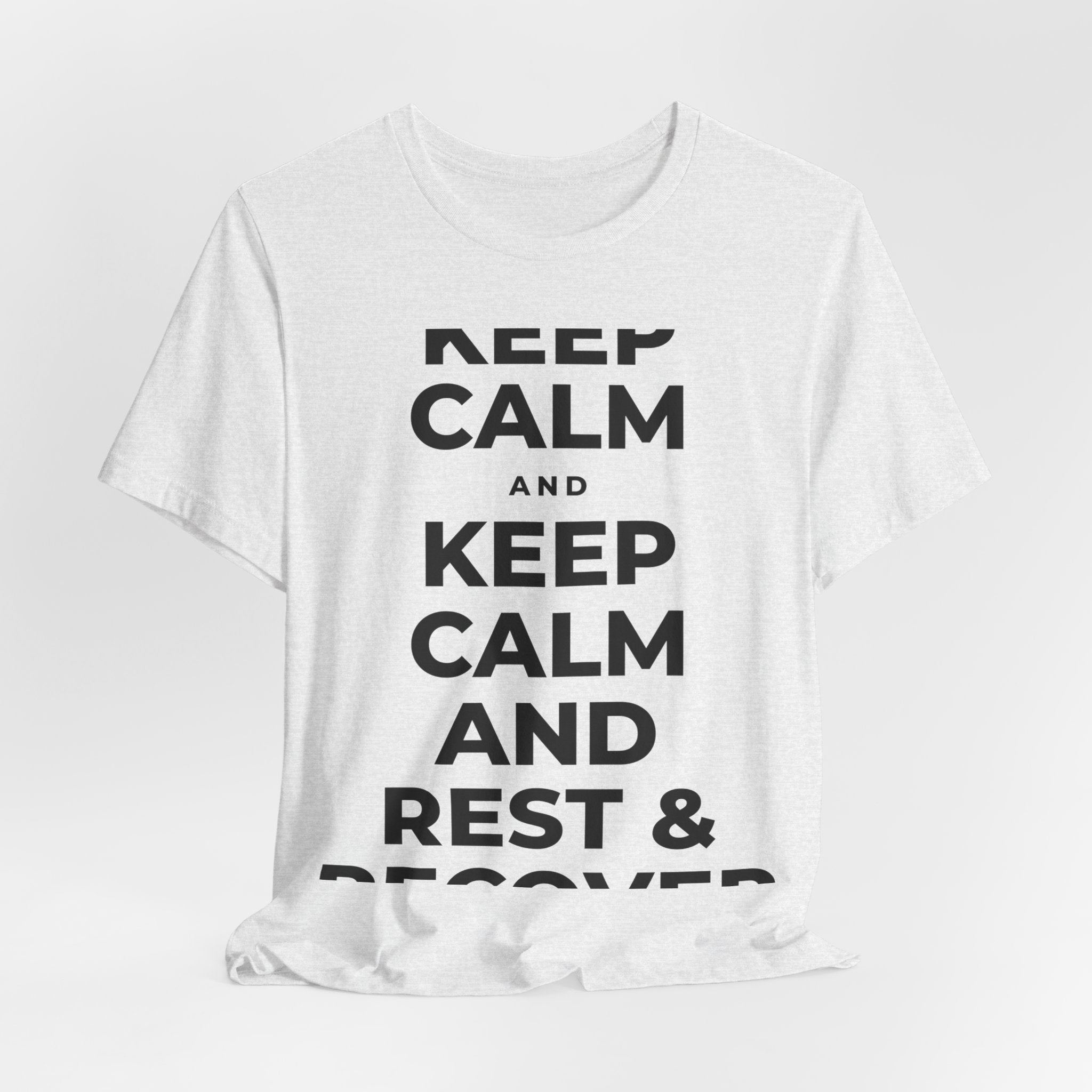 KEEP CALM AND REST & RECOVER T-Shirt (Soft Cream–Heather Mauve)