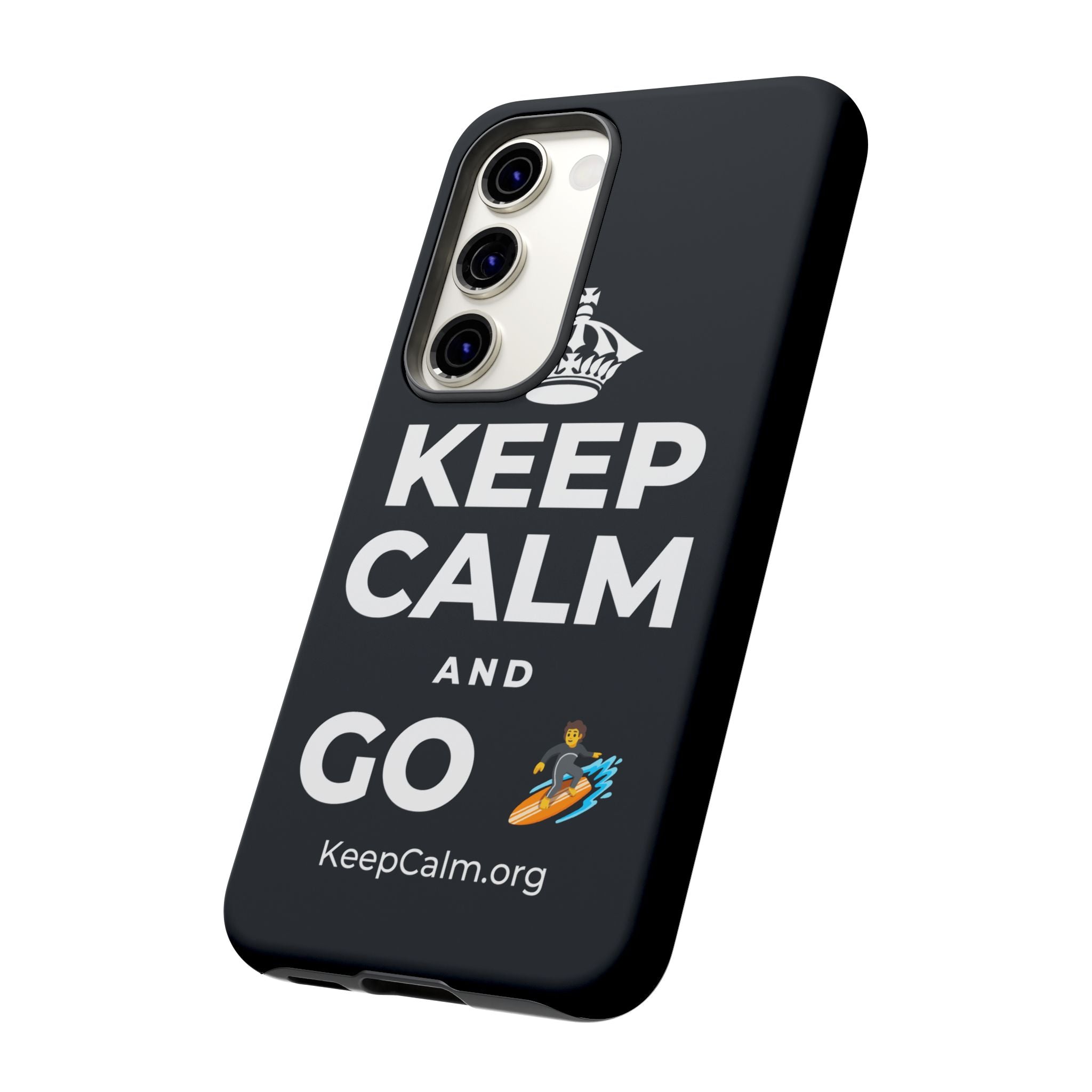 KEEP CALM AND GO 🏄 Phone Case (Dark)