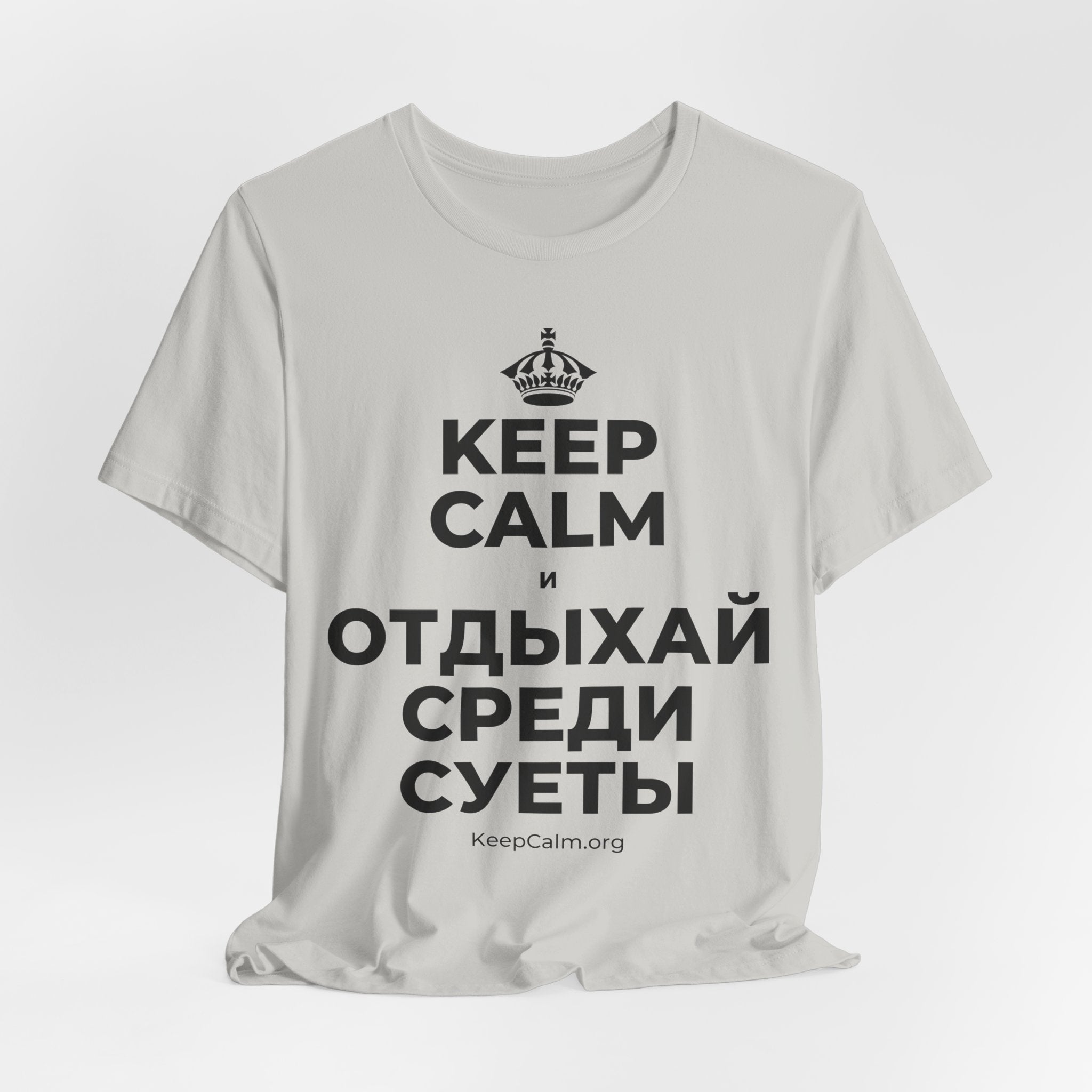 KEEP CALM И ОТДЫХАЙ СРЕДИ СУЕТЫ T-Shirt (Baby Blue–Silver)