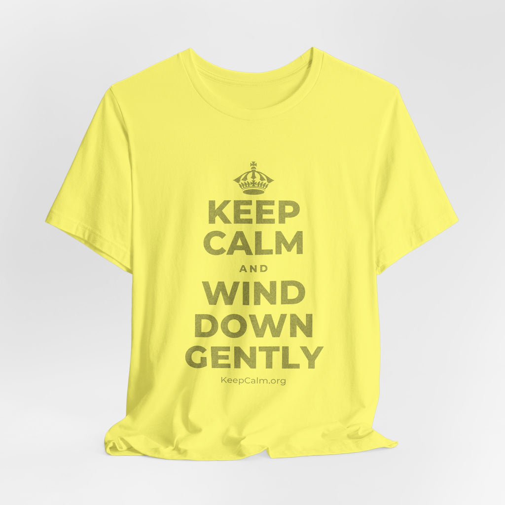 KEEP CALM AND WIND DOWN GENTLY T-Shirt (Soft Cream–Heather Mauve)