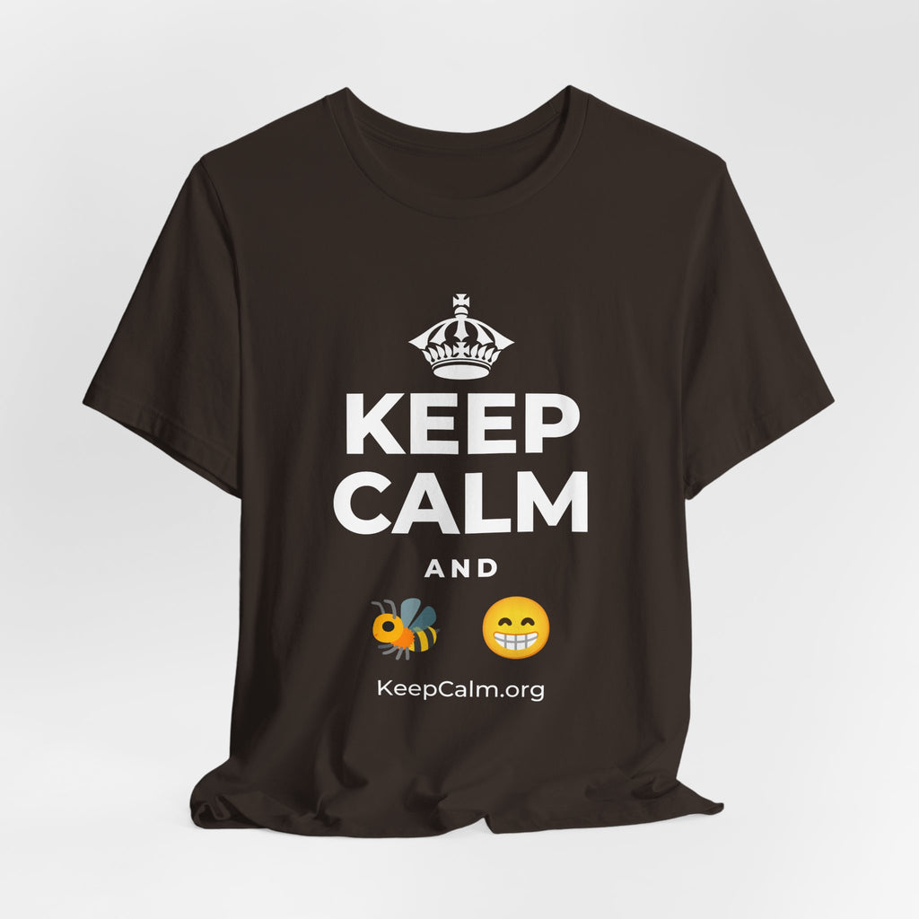 KEEP CALM AND BEE HAPPY T-Shirt (Soft Cream–Heather Mauve)