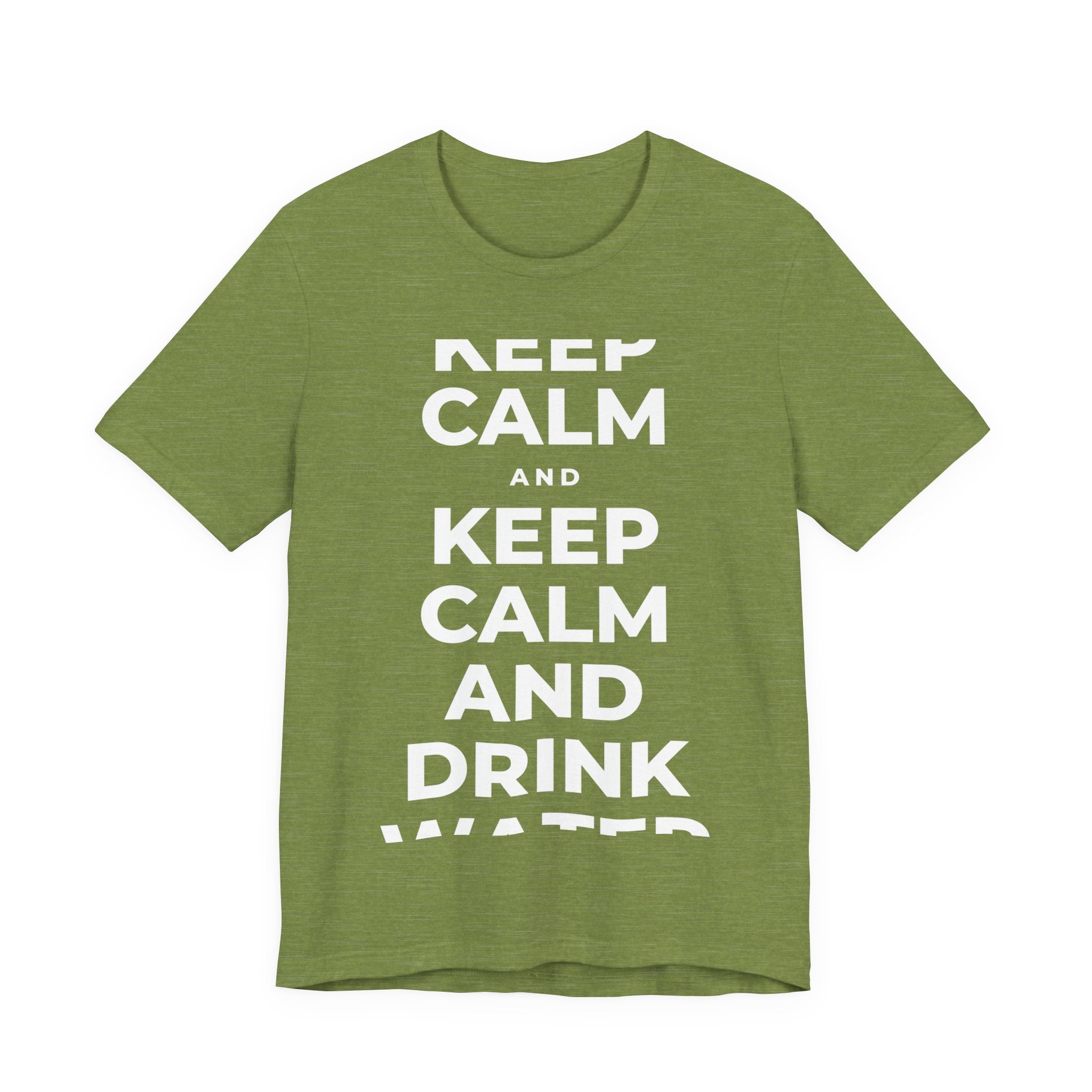 KEEP CALM AND DRINK WATER T-Shirt (Baby Blue–Silver)