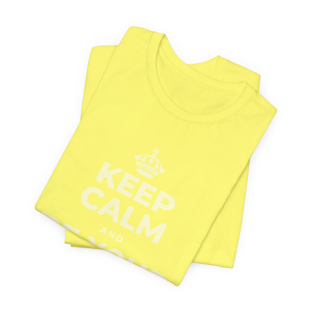 KEEP CALM AND BE YOUR OWN FRIEND T-Shirt (Soft Cream–Heather Mauve)
