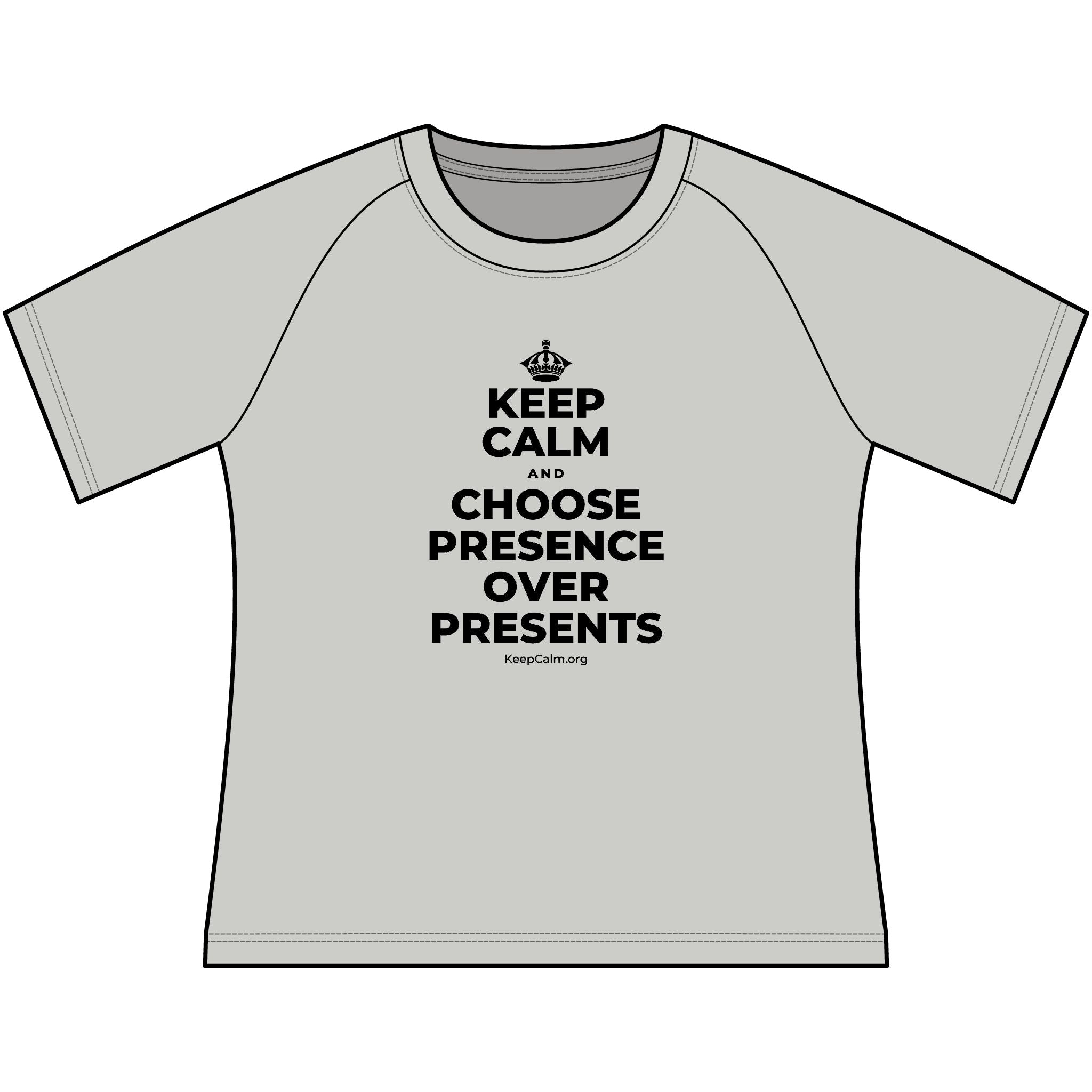 KEEP CALM AND CHOOSE PRESENCE OVER PRESENTS Women's Raglan Tee