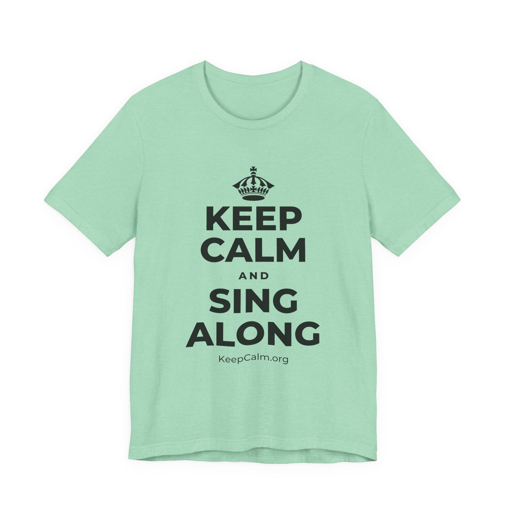 KEEP CALM AND SING ALONG T-Shirt (Baby Blue–Silver)