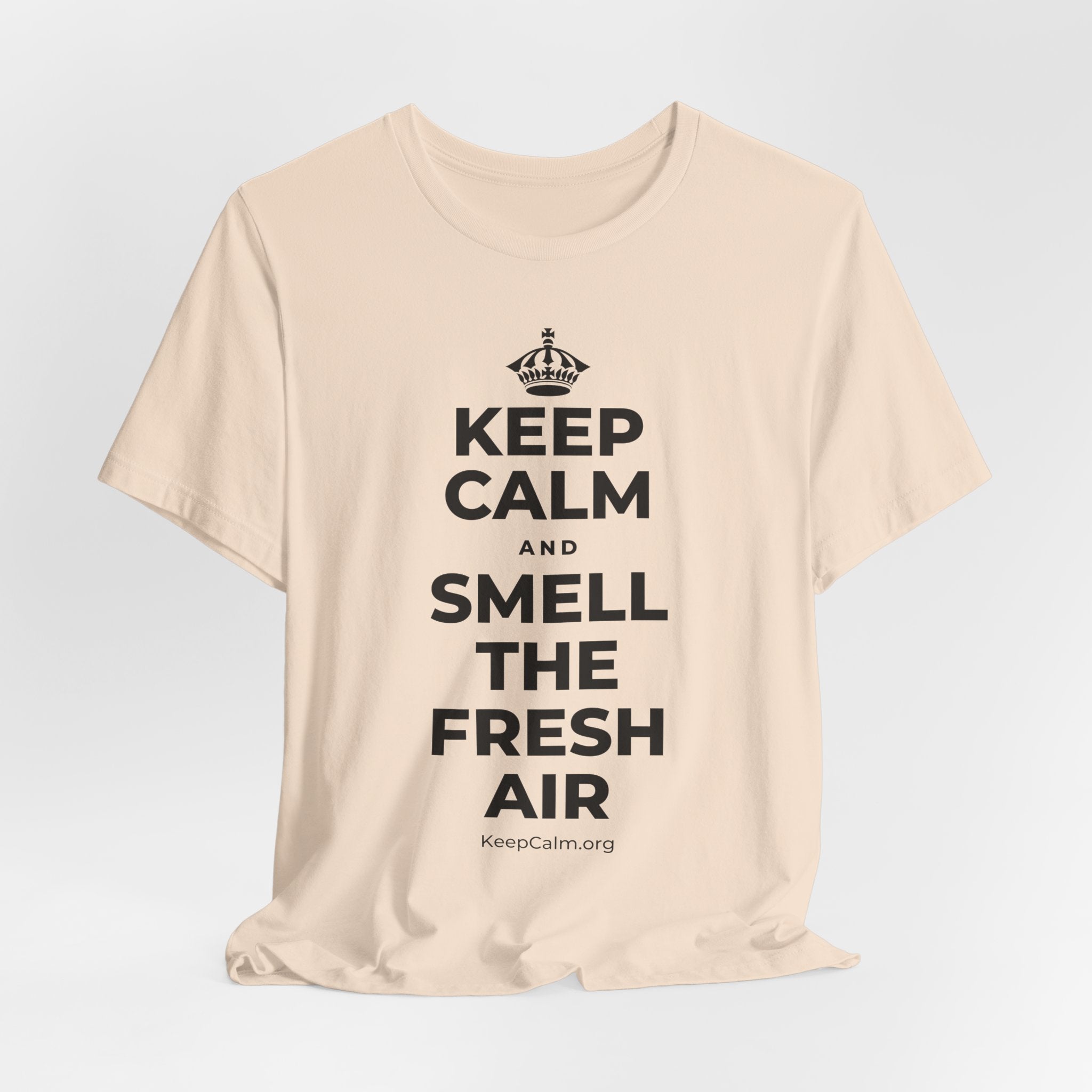 KEEP CALM AND SMELL THE FRESH AIR T-Shirt (Soft Cream–Heather Mauve)