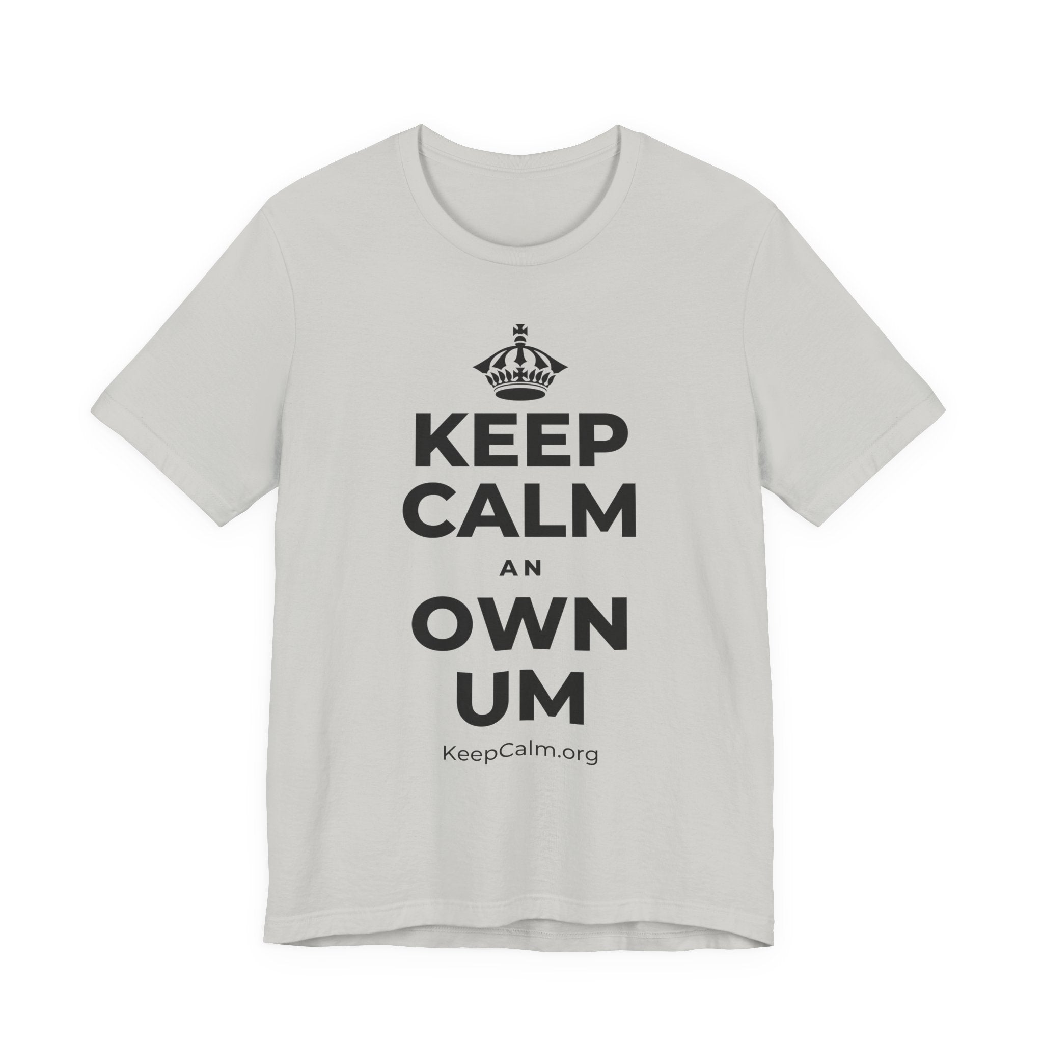 KEEP CALM AN OWN UM T-Shirt (Baby Blue–Silver)