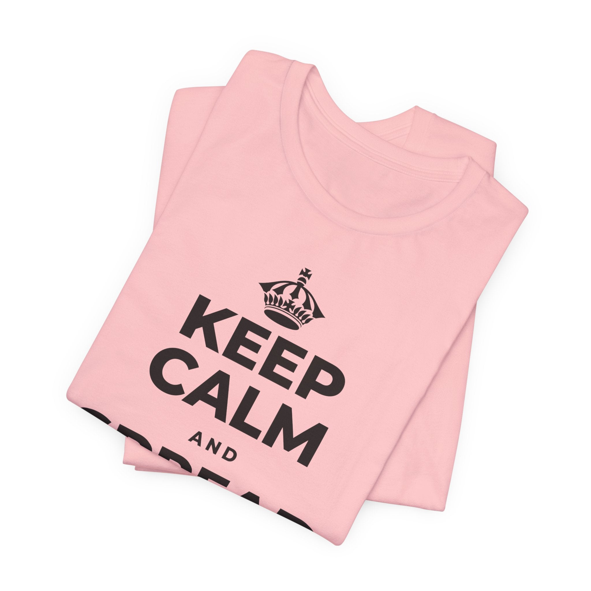 KEEP CALM AND SPREAD SOME JOY T-Shirt (White–Asphalt)