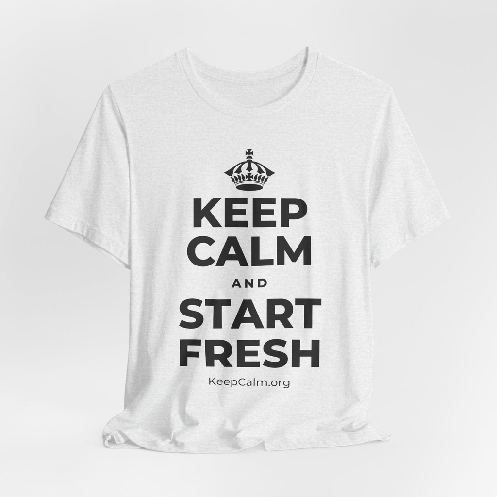 KEEP CALM AND START FRESH T-Shirt (Soft Cream–Heather Mauve)