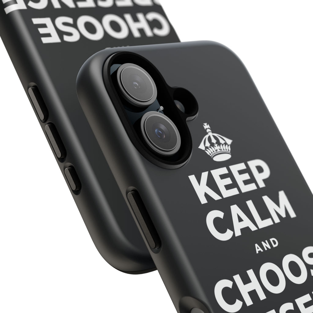 KEEP CALM AND CHOOSE PRESENCE OVER PRESENTS Phone Case (Dark)