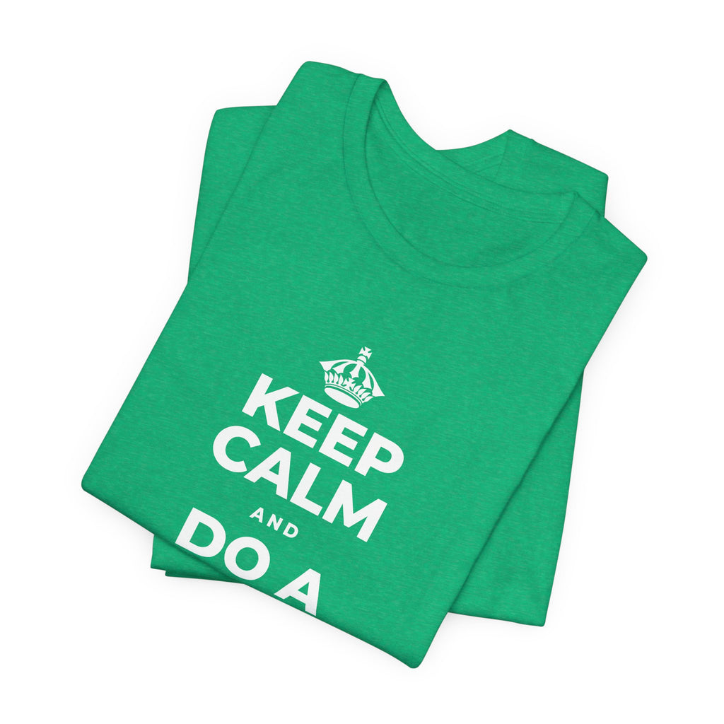 KEEP CALM AND DO A HAPPY LITTLE DANCE T-Shirt (Baby Blue–Silver)