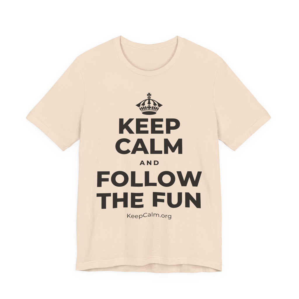 KEEP CALM AND FOLLOW THE FUN T-Shirt (Soft Cream–Heather Mauve)