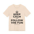 KEEP CALM AND FOLLOW THE FUN T-Shirt (Soft Cream–Heather Mauve)
