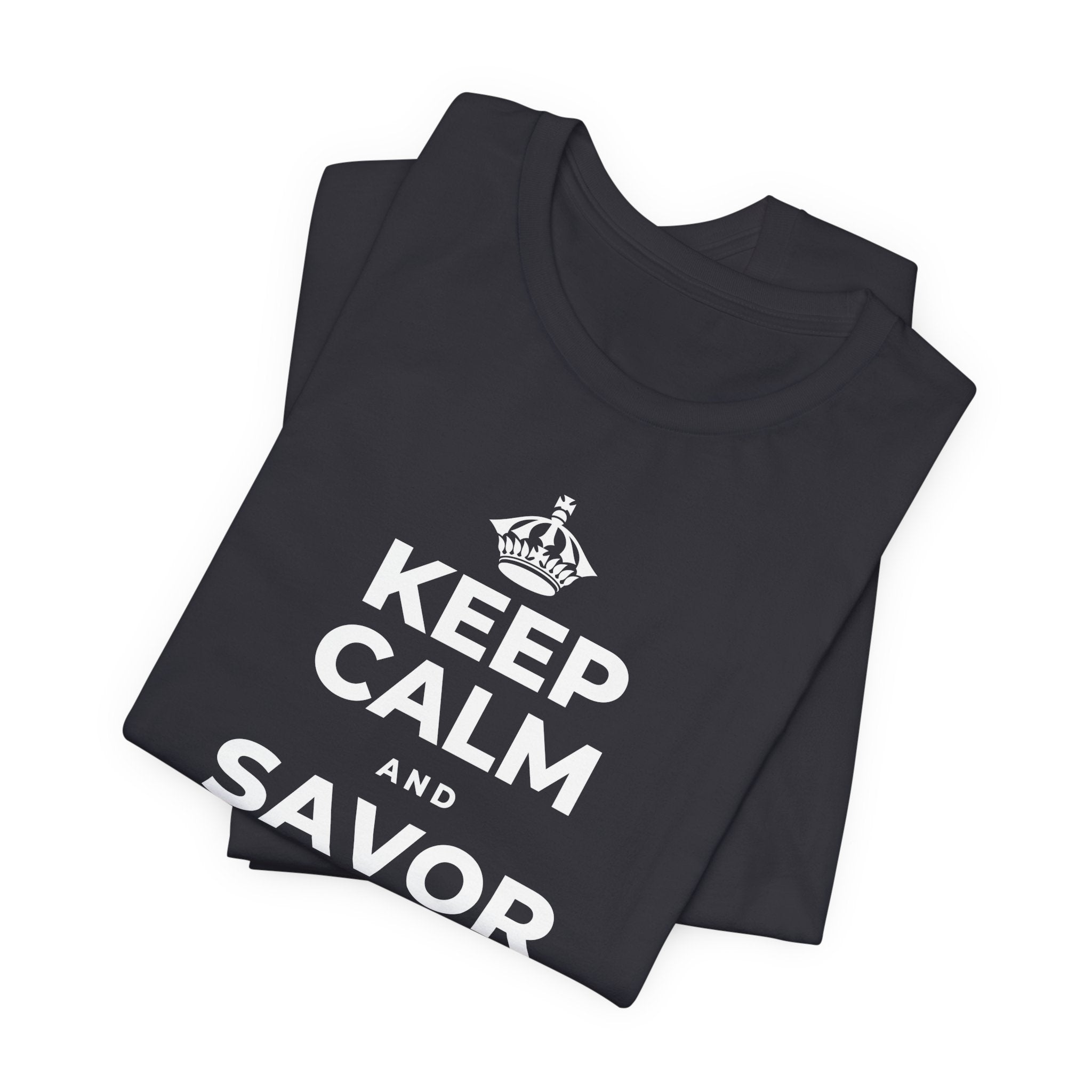 KEEP CALM AND SAVOR THE SMALL MAGIC T-Shirt (Baby Blue–Silver)