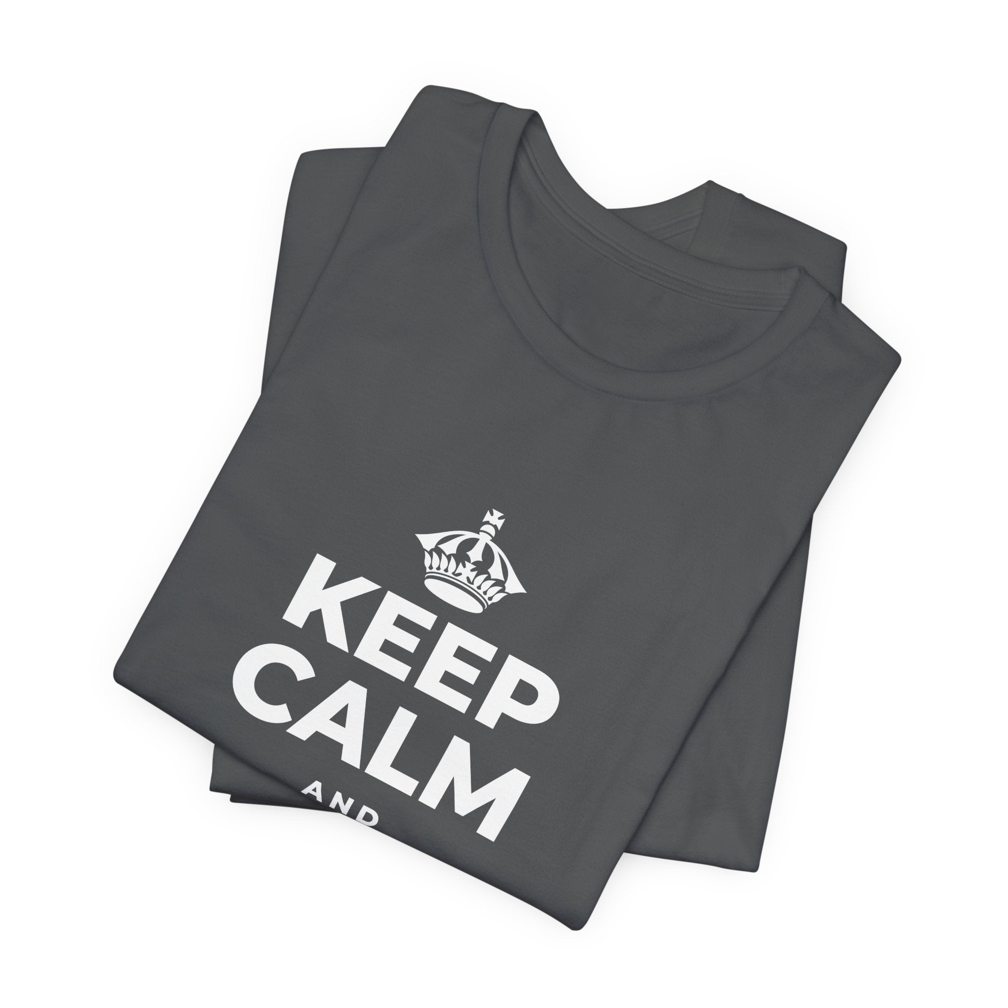 KEEP CALM AND TAKE THE LEAP T-Shirt (White–Asphalt)