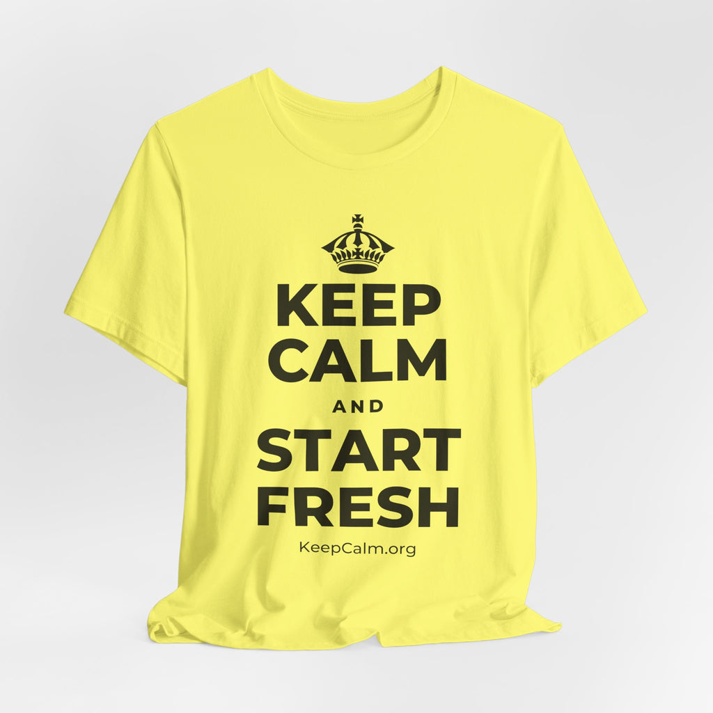 KEEP CALM AND START FRESH T-Shirt (Soft Cream–Heather Mauve)