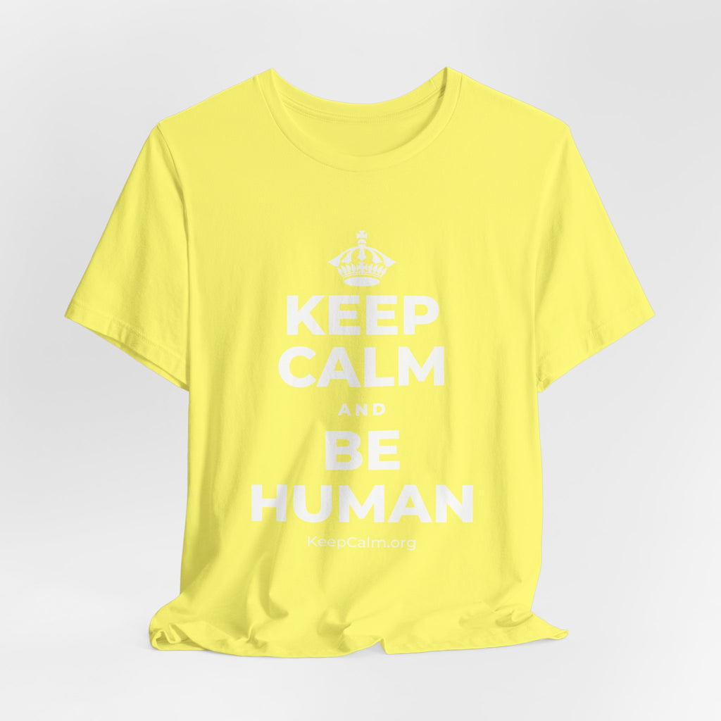 KEEP CALM AND BE HUMAN T-Shirt (Soft Cream–Heather Mauve)