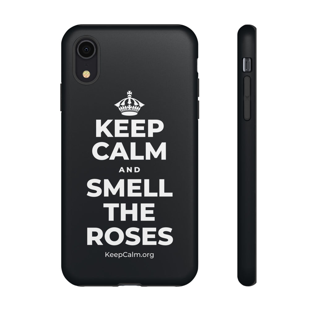 KEEP CALM AND SMELL THE ROSES Phone Case (Dark)