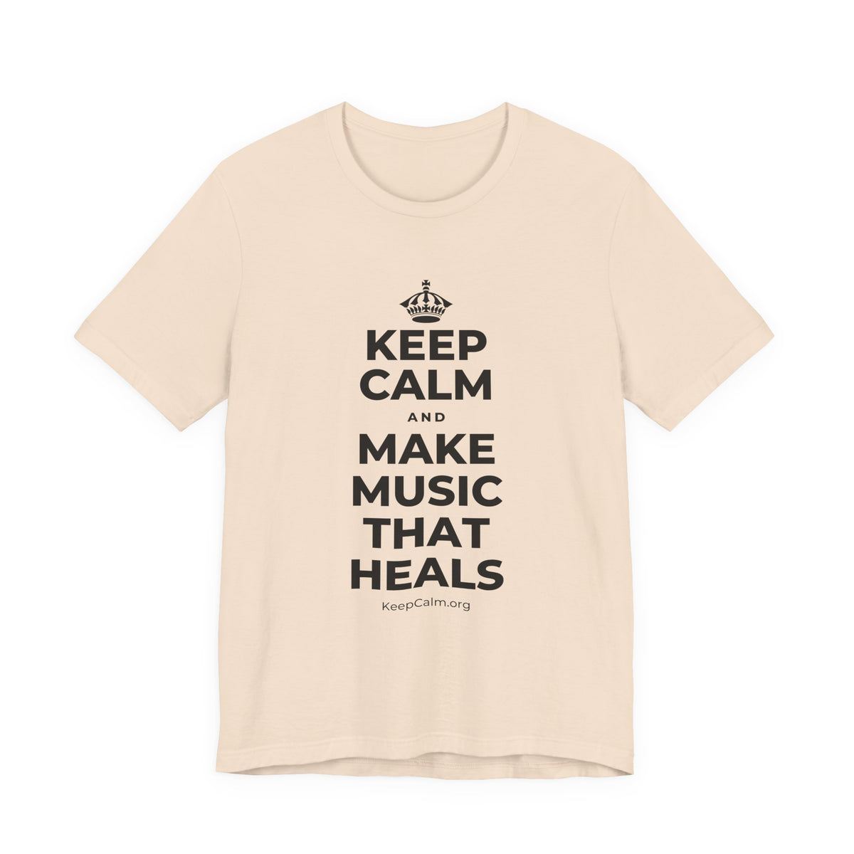 KEEP CALM AND MAKE MUSIC THAT HEALS T-Shirt (Soft Cream–Heather Mauve)