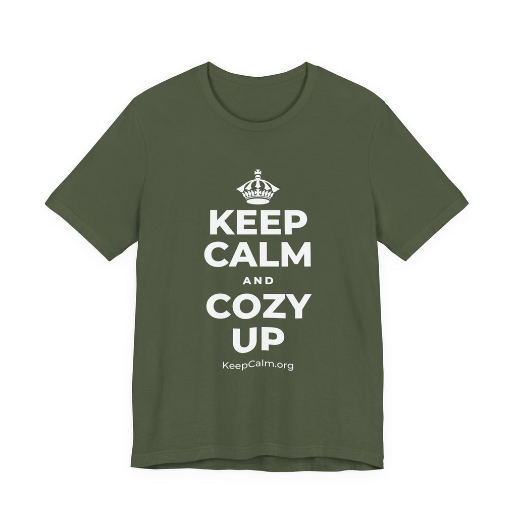 KEEP CALM AND COZY UP T-Shirt (Military Green–Autumn)