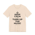 KEEP CALM AND TURN UP THE MUSIC T-Shirt (Soft Cream–Heather Mauve)