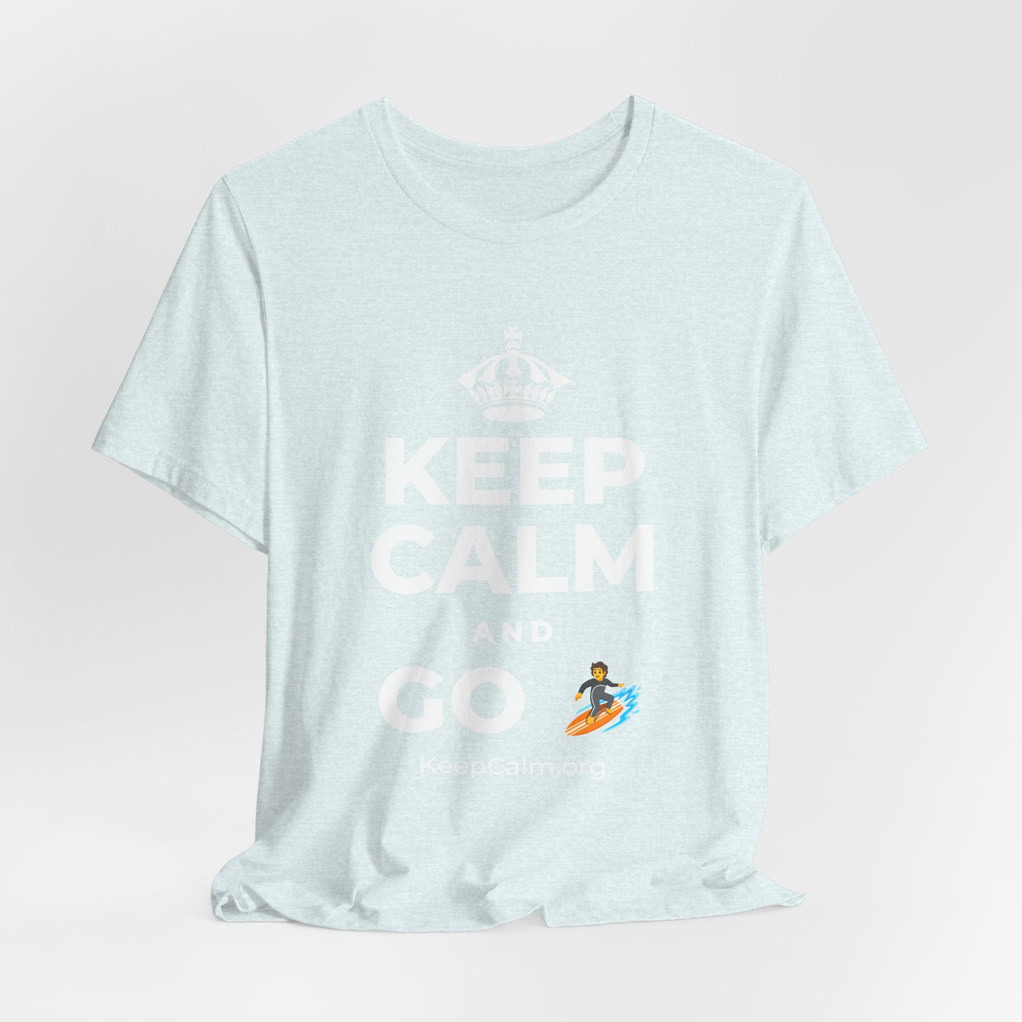 KEEP CALM AND GO 🏄 T-Shirt (Soft Cream–Heather Mauve)