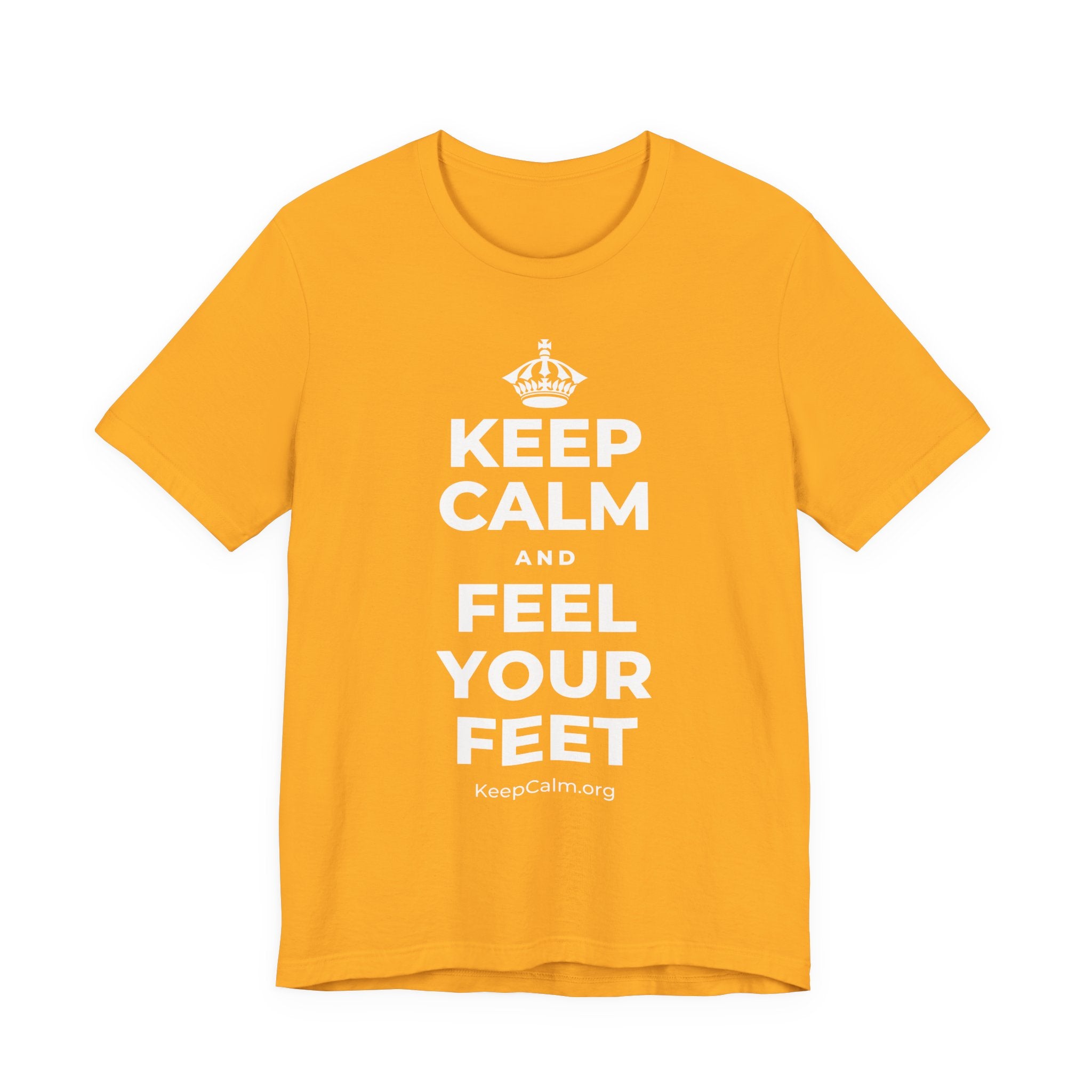 KEEP CALM AND FEEL YOUR FEET T-Shirt (Baby Blue–Silver)