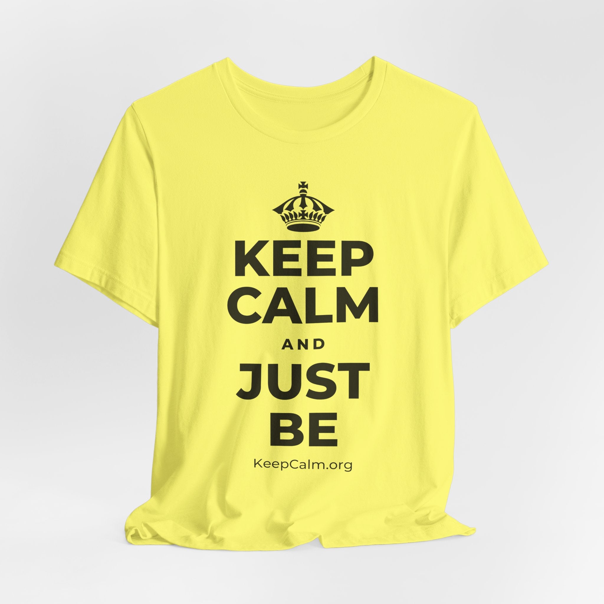 KEEP CALM AND JUST BE T-Shirt (Soft Cream–Heather Mauve)