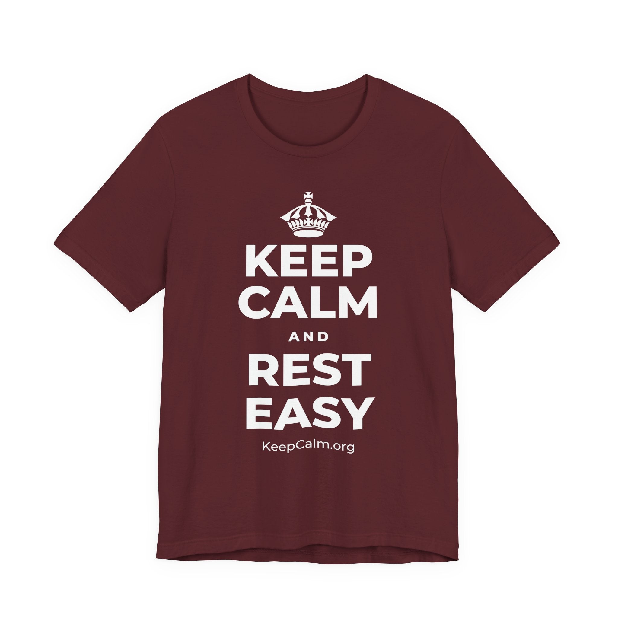 KEEP CALM AND REST EASY T-Shirt (Baby Blue–Silver)