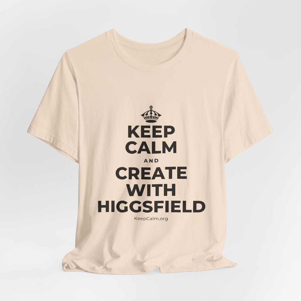 KEEP CALM AND CREATE WITH HIGGSFIELD T-Shirt (Soft Cream–Heather Mauve)