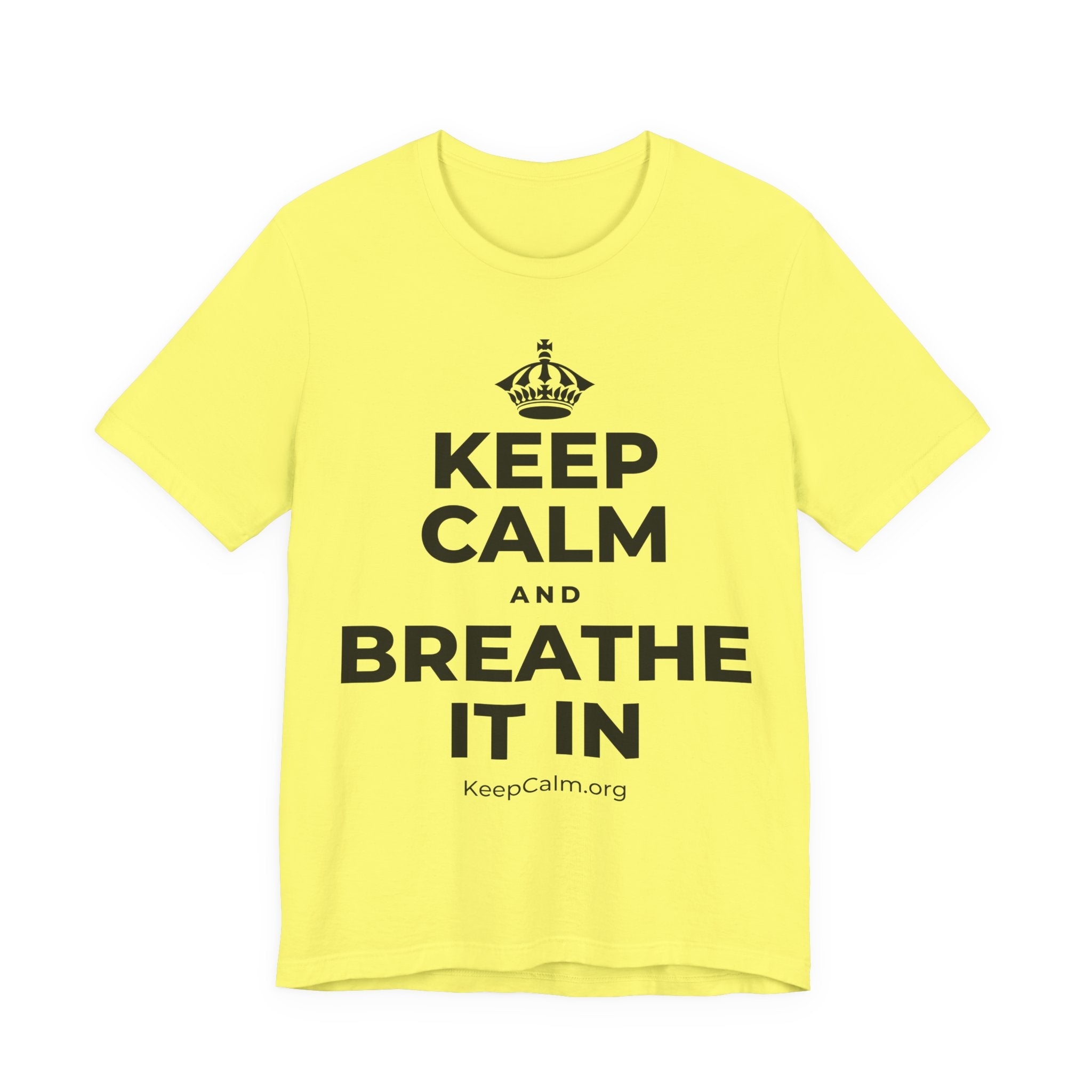 KEEP CALM AND BREATHE IT IN T-Shirt (Soft Cream–Heather Mauve)