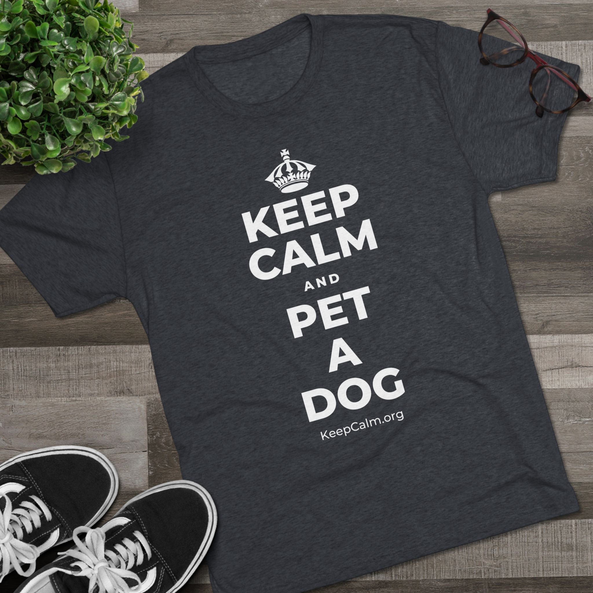 KEEP CALM AND PET A DOG Tri-Blend Tee