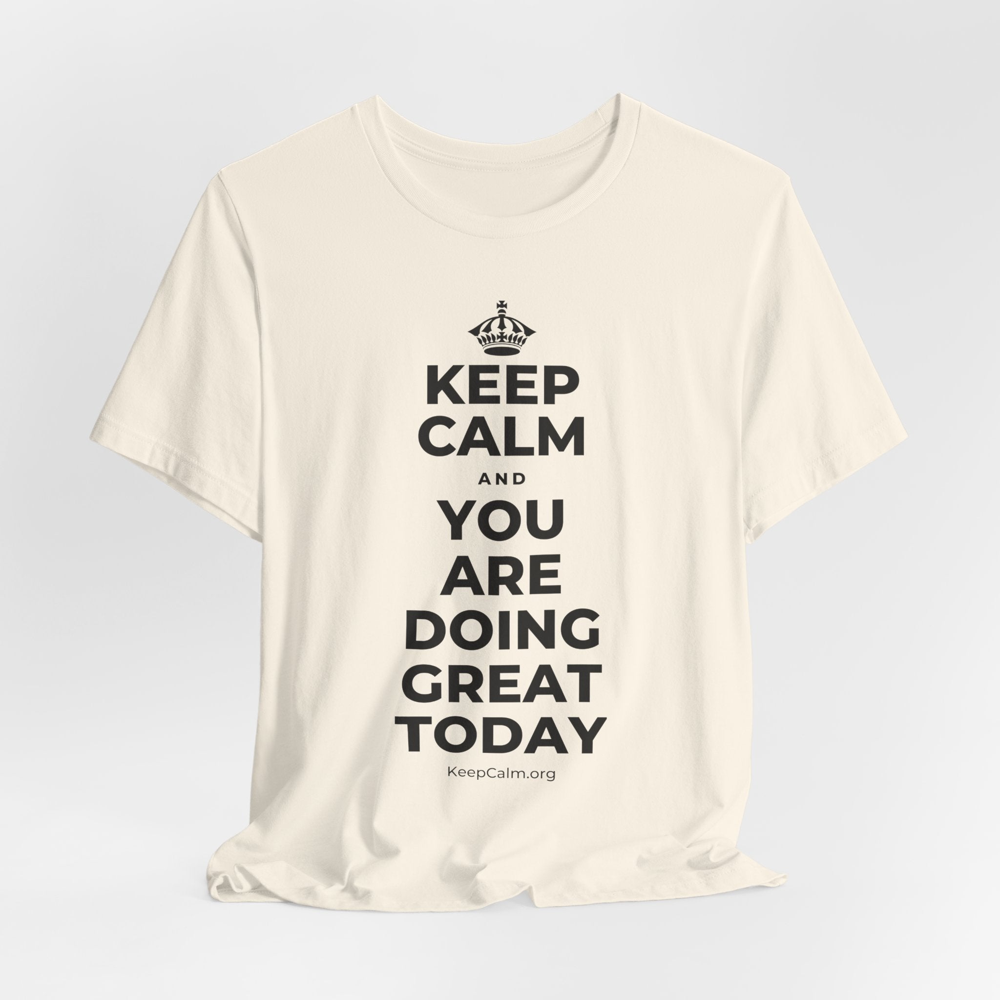 KEEP CALM AND YOU ARE DOING GREAT TODAY T-Shirt (White–Asphalt)