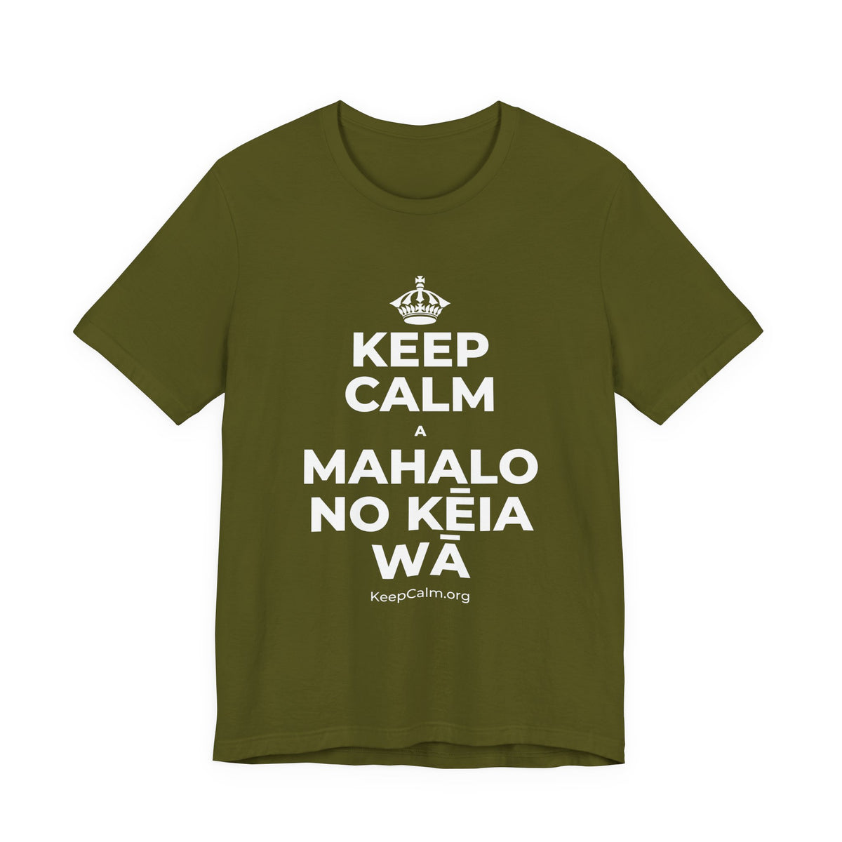 KEEP CALM A MAHALO NO KĒIA WĀ T-Shirt (Baby Blue–Silver)