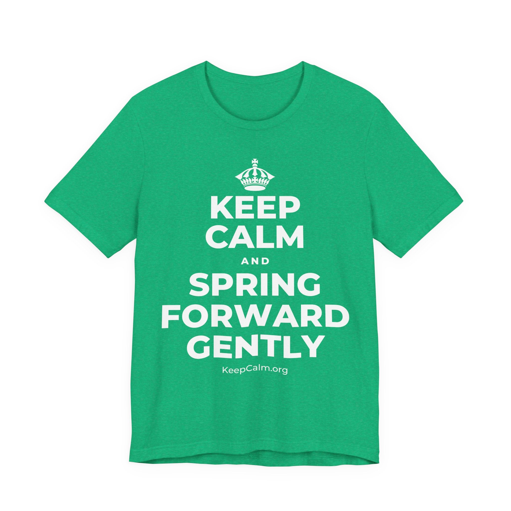 KEEP CALM AND SPRING FORWARD GENTLY T-Shirt (Baby Blue–Silver)