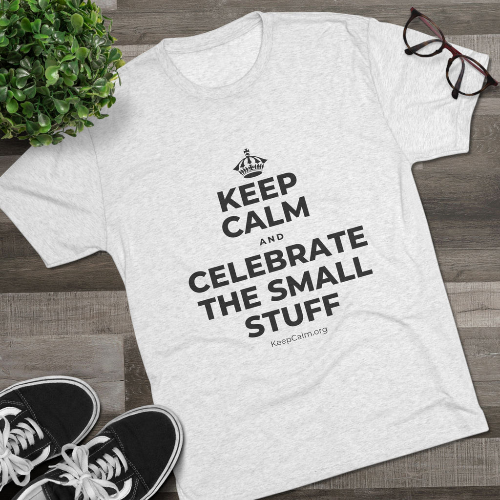 KEEP CALM AND CELEBRATE THE SMALL STUFF Tri-Blend Tee