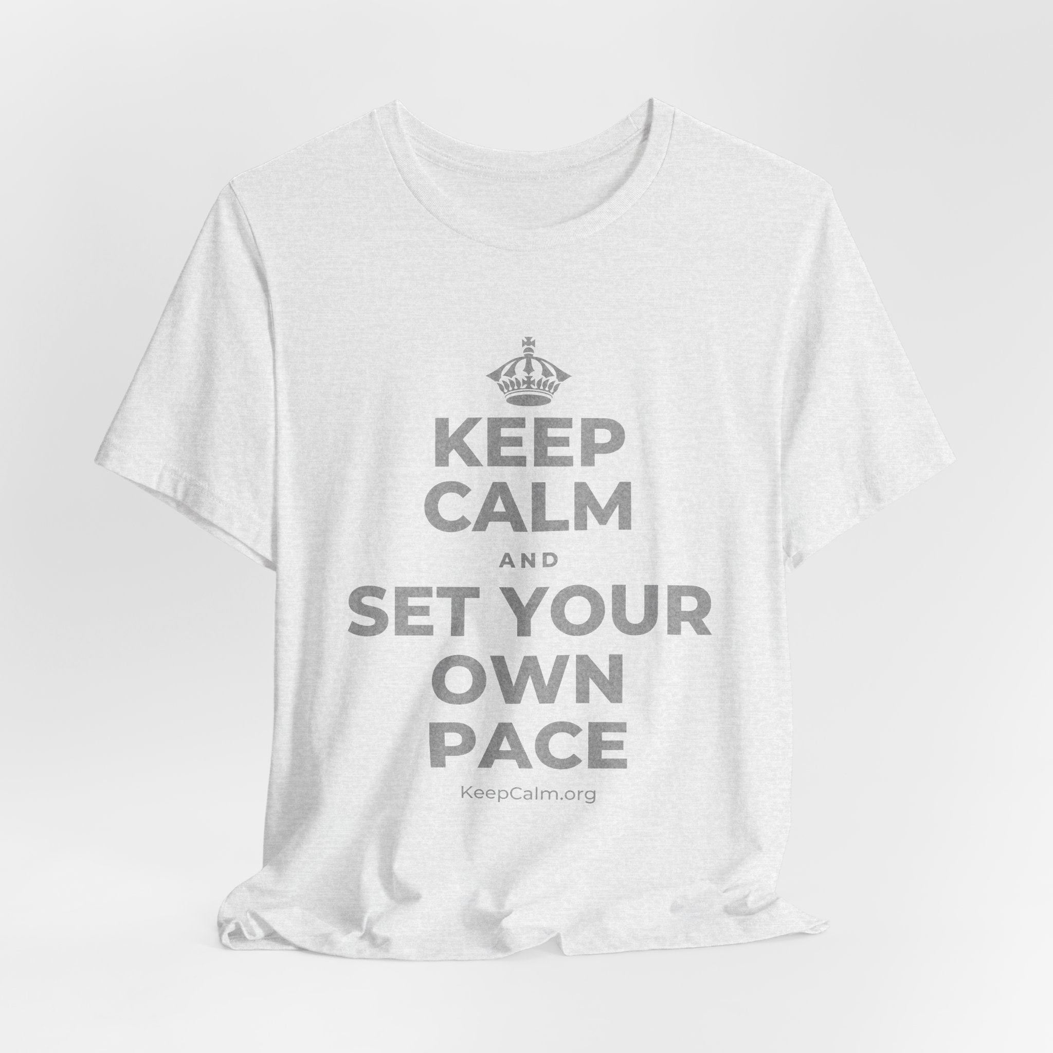 KEEP CALM AND SET YOUR OWN PACE T-Shirt (Soft Cream–Heather Mauve)
