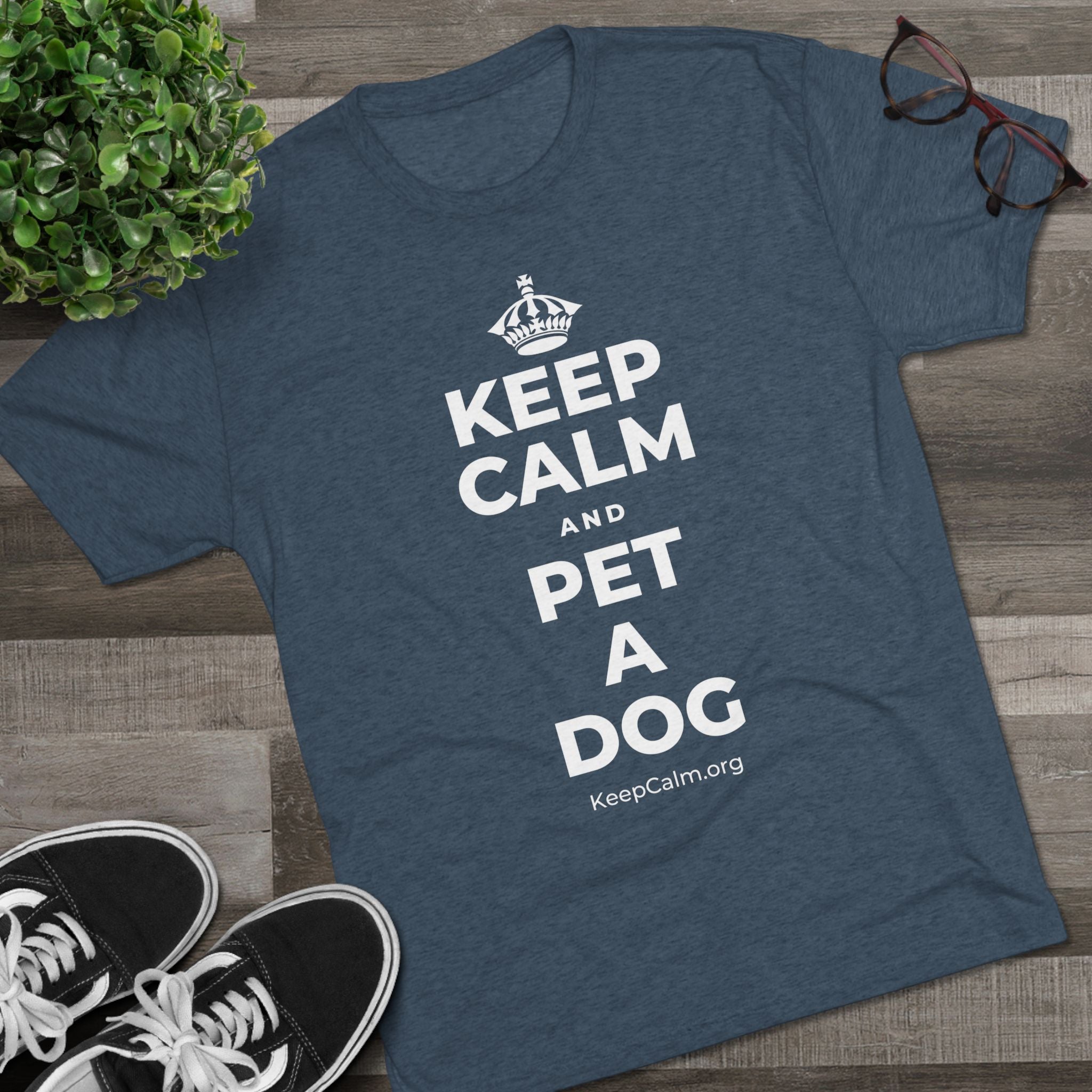 KEEP CALM AND PET A DOG Tri-Blend Tee