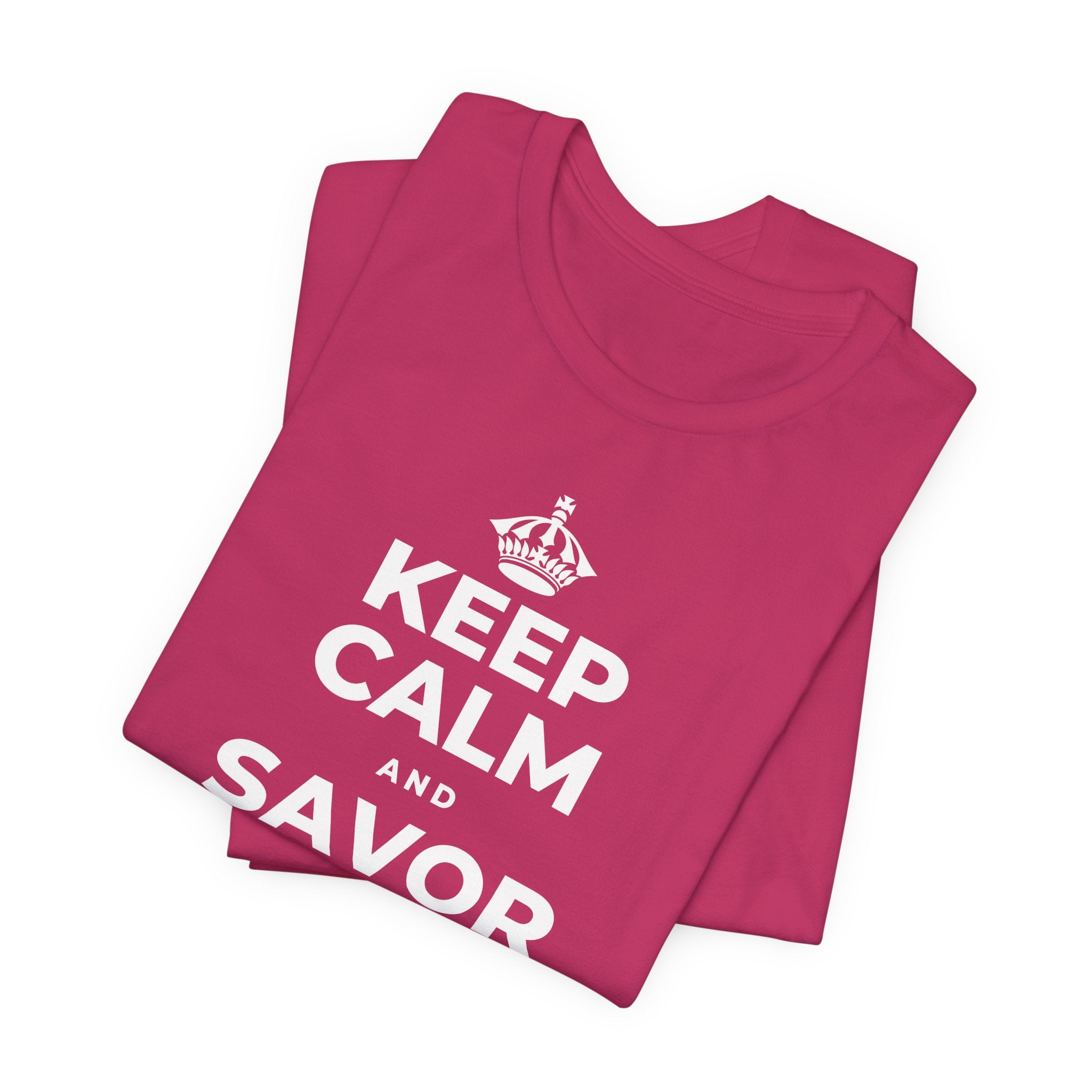 KEEP CALM AND SAVOR THE SMALL MAGIC T-Shirt (Baby Blue–Silver)