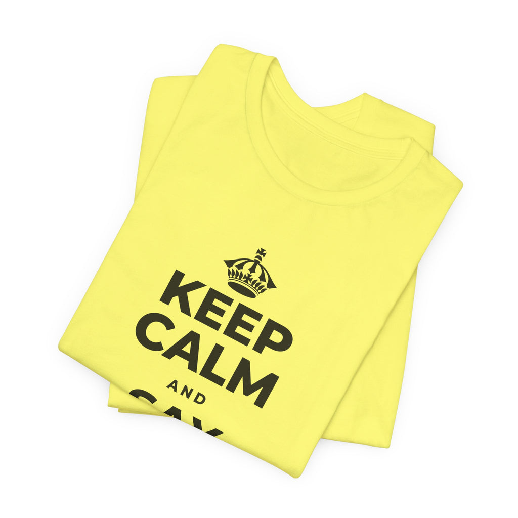 KEEP CALM AND SAY THANK YOU T-Shirt (Soft Cream–Heather Mauve)