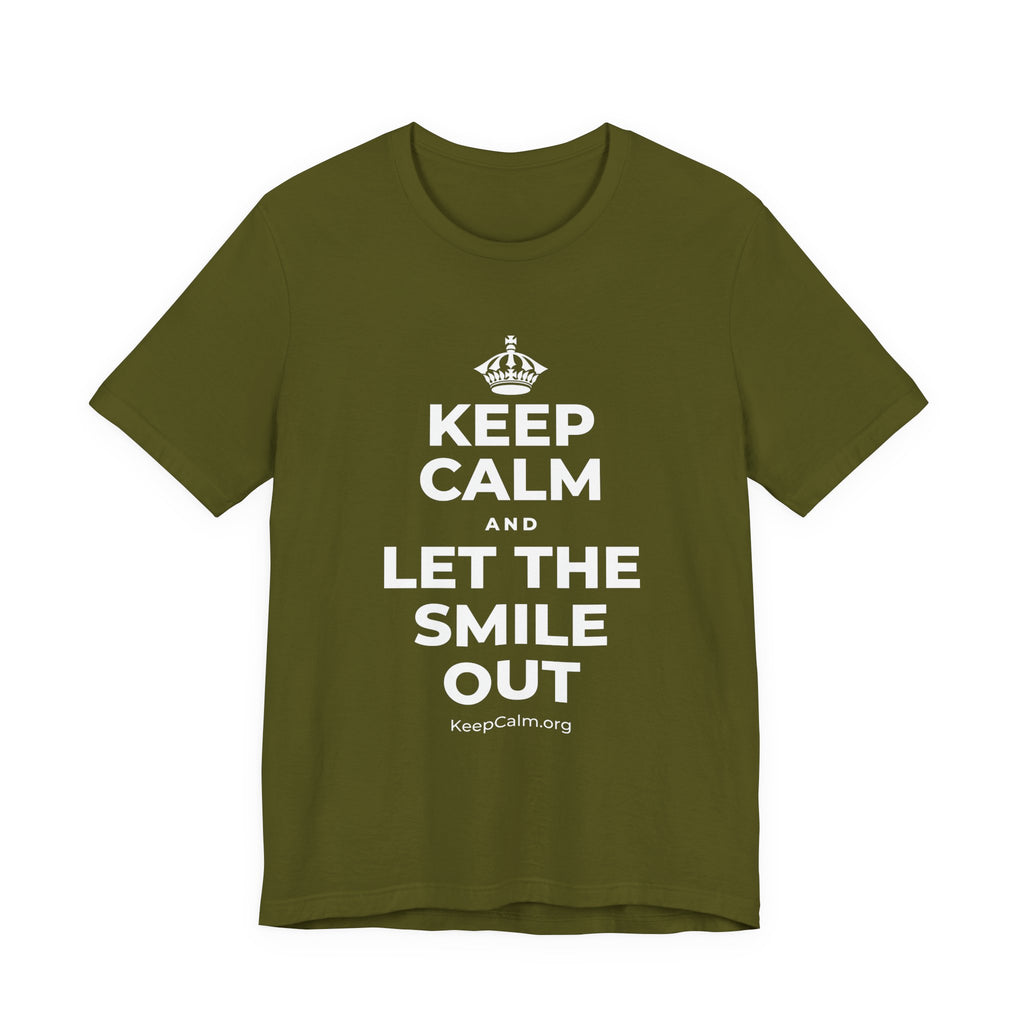 KEEP CALM AND LET THE SMILE OUT T-Shirt (Baby Blue–Silver)